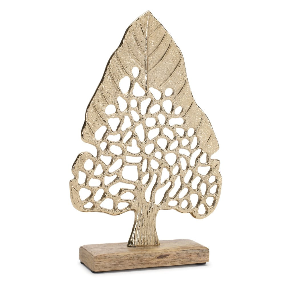 Set of Two Gold Aluminum Tabletop Sculpture HomeRoots