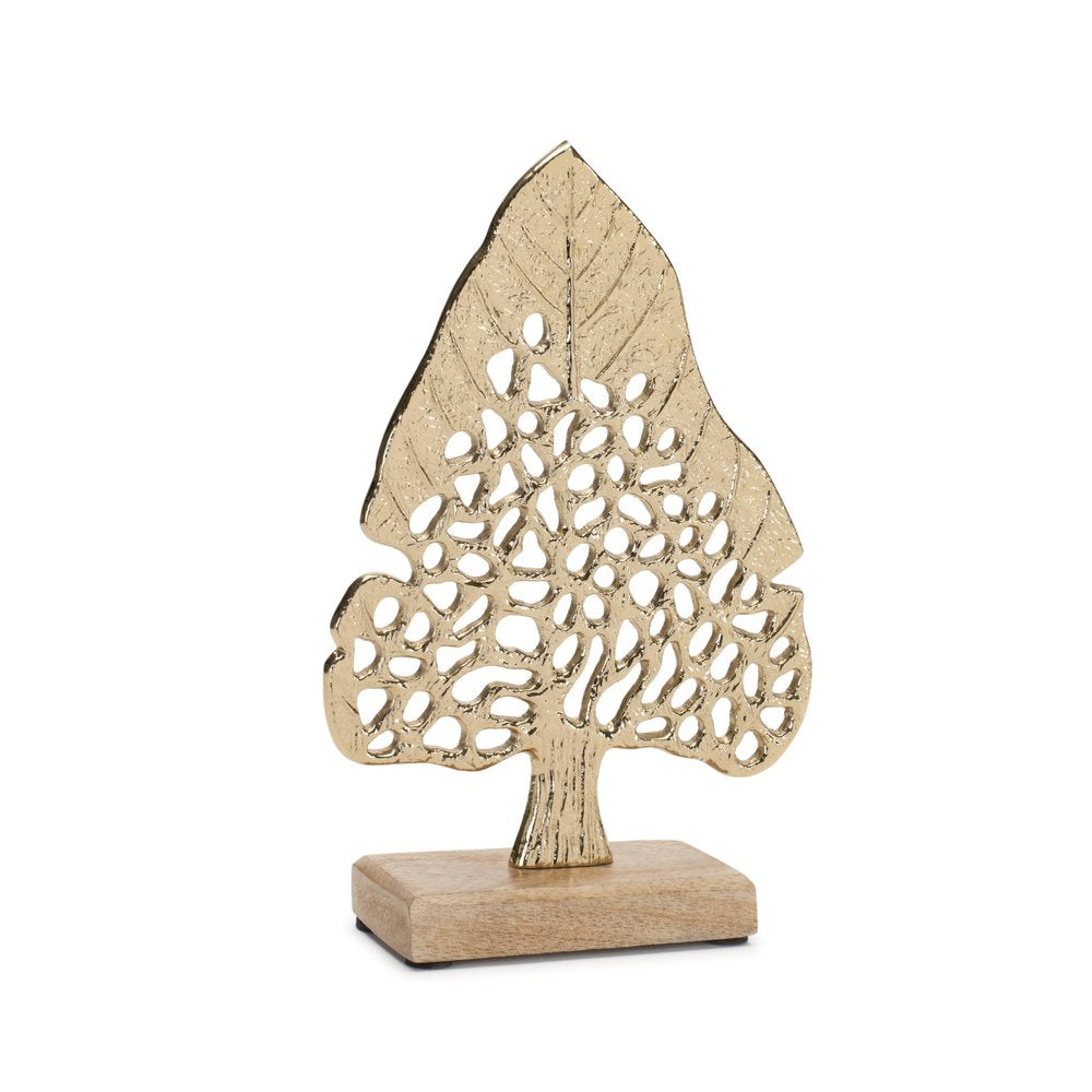 Set of Two Gold Aluminum Tabletop Sculpture HomeRoots
