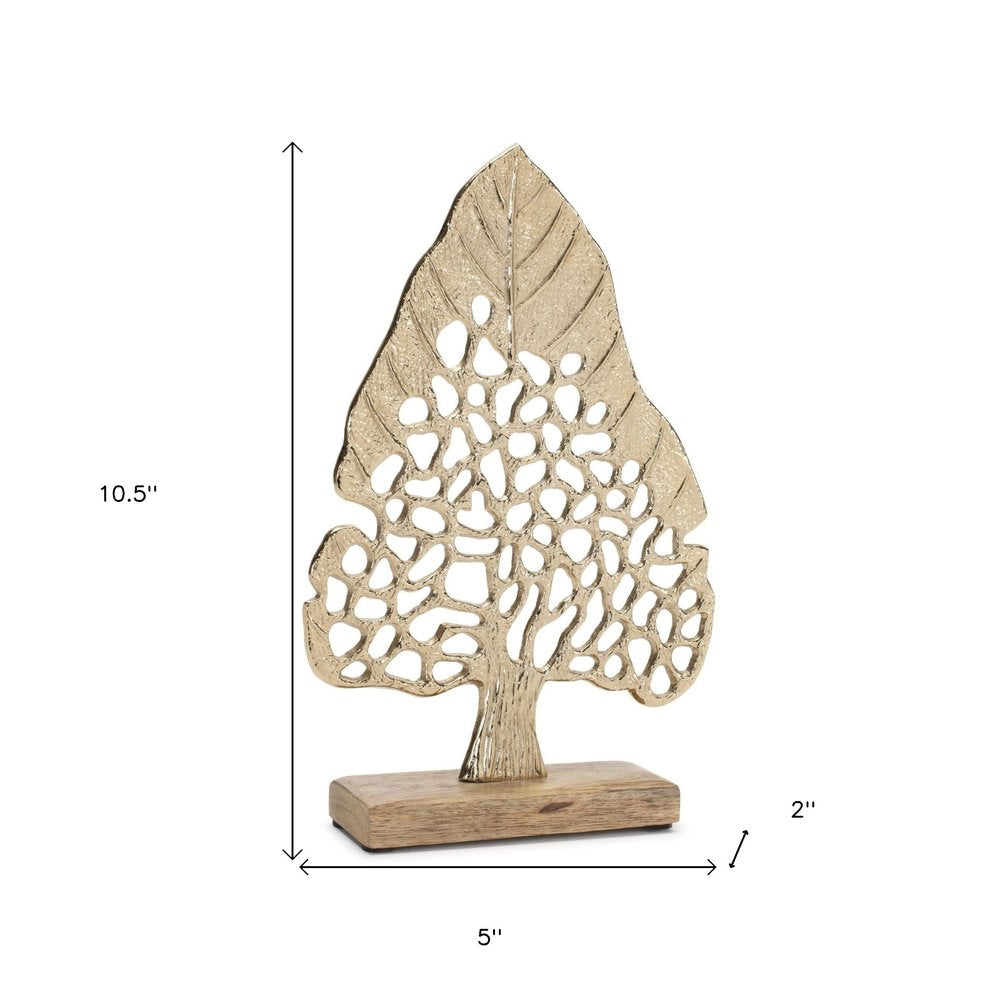Set of Two Gold Aluminum Tabletop Sculpture HomeRoots
