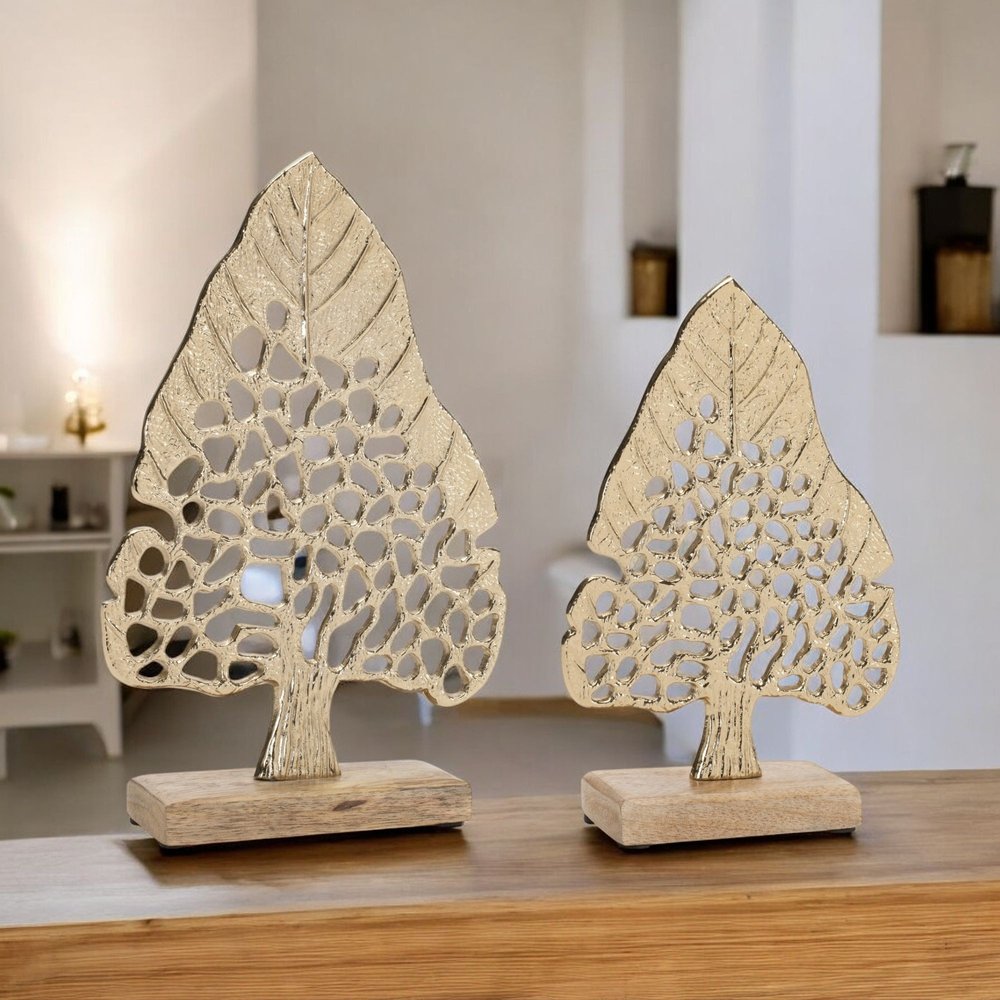 Set of Two Gold Aluminum Tabletop Sculpture HomeRoots