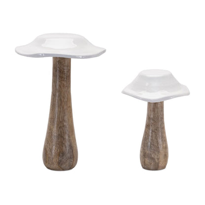 Set of Four White Wood Tabletop Sculpture HomeRoots