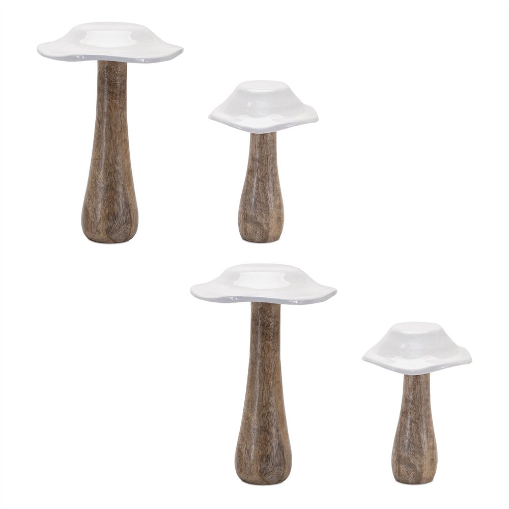 Set of Four White Wood Tabletop Sculpture HomeRoots