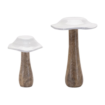Set of Four White Wood Tabletop Sculpture HomeRoots