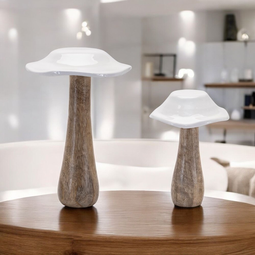 Set of Four White Wood Tabletop Sculpture HomeRoots