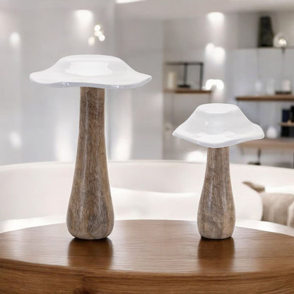 Set of Four White Wood Tabletop Sculpture HomeRoots