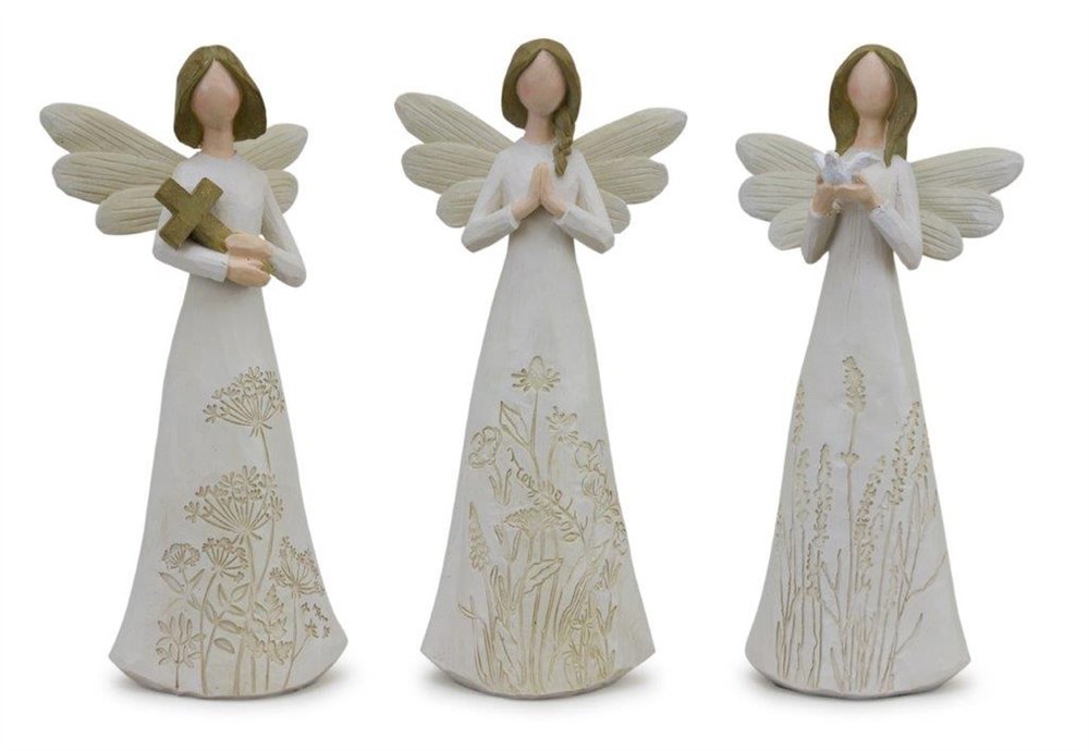 Set of Three White Polyresin Figurine Tabletop Sculpture HomeRoots