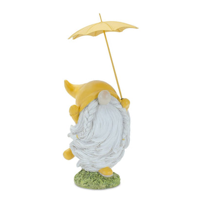 Set of Four Yellow Polyresin Standing Gnome Tabletop Sculpture HomeRoots