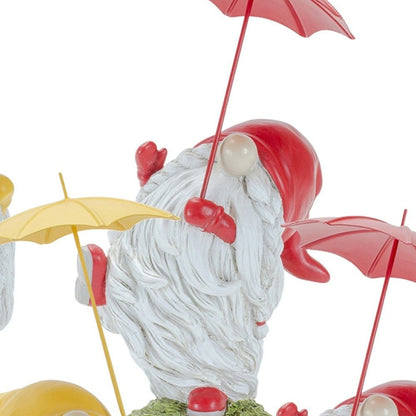 Set of Four Yellow Polyresin Standing Gnome Tabletop Sculpture HomeRoots