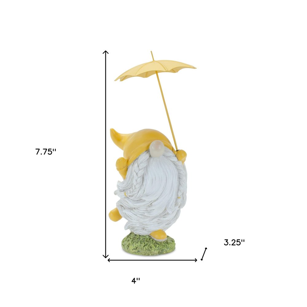 Set of Four Yellow Polyresin Standing Gnome Tabletop Sculpture HomeRoots