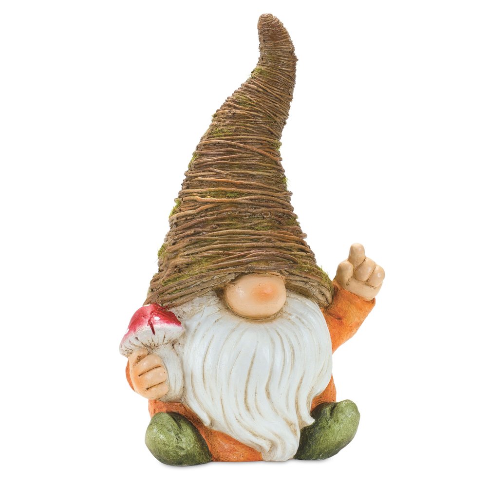Set of Two Brown Polyresin Standing Gnome Tabletop Sculpture HomeRoots