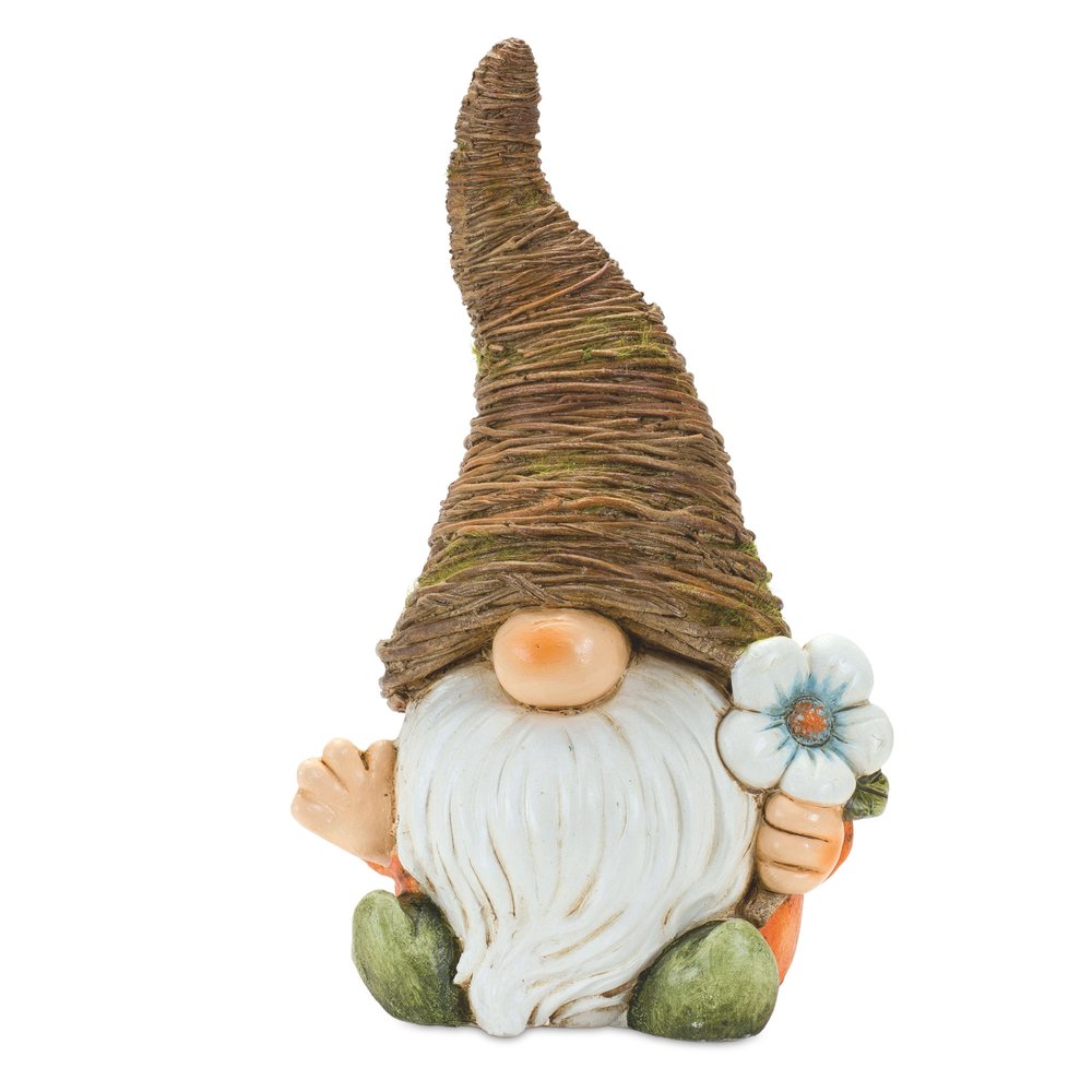 Set of Two Brown Polyresin Standing Gnome Tabletop Sculpture HomeRoots