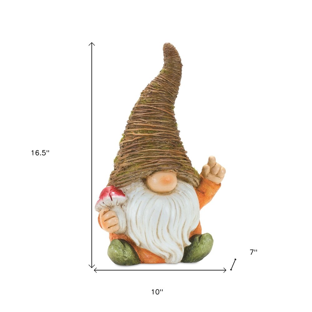 Set of Two Brown Polyresin Standing Gnome Tabletop Sculpture HomeRoots