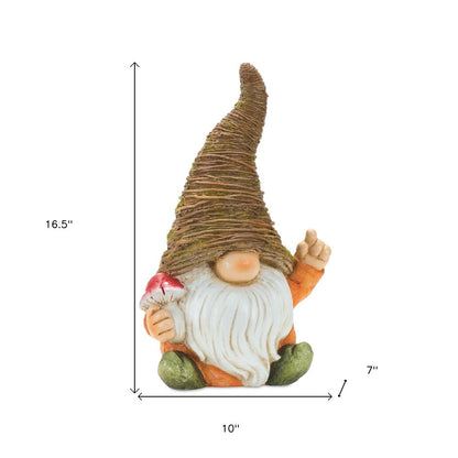 Set of Two Brown Polyresin Standing Gnome Tabletop Sculpture HomeRoots