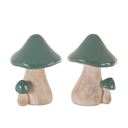 Set of Two Green Resin Figurine Tabletop Sculpture HomeRoots