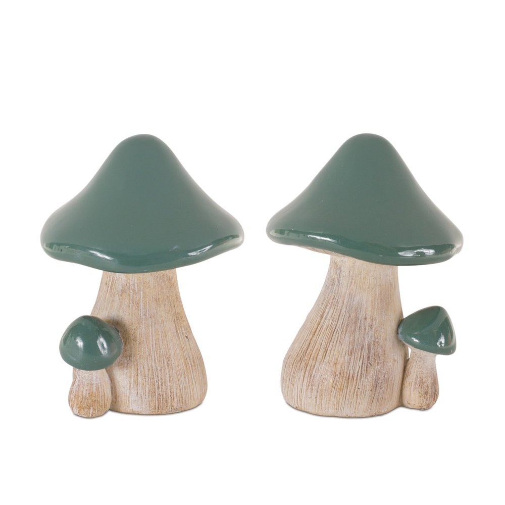 Set of Two Green Resin Figurine Tabletop Sculpture HomeRoots