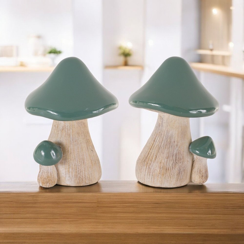 Set of Two Green Resin Figurine Tabletop Sculpture HomeRoots