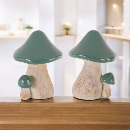 Set of Two Green Resin Figurine Tabletop Sculpture HomeRoots