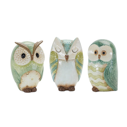 Set of Three Blue Terracotta Figurine Tabletop Sculpture HomeRoots