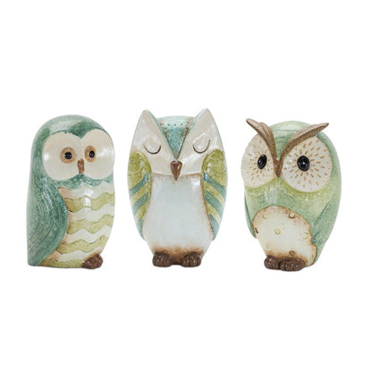 Set of Three Blue Terracotta Figurine Tabletop Sculpture HomeRoots