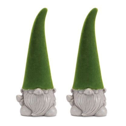 Set of Two Green Terracotta Standing Gnome Tabletop Sculpture HomeRoots