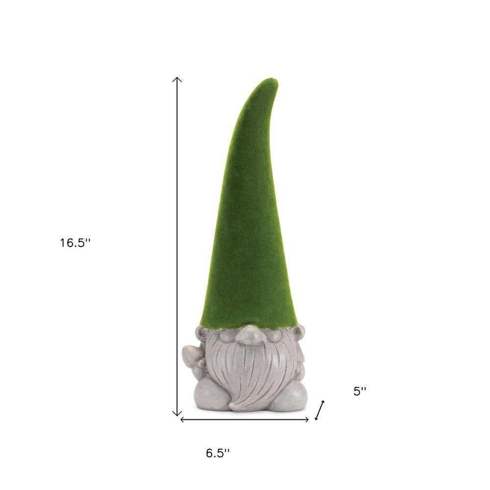 Set of Two Green Terracotta Standing Gnome Tabletop Sculpture HomeRoots