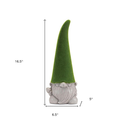 Set of Two Green Terracotta Standing Gnome Tabletop Sculpture HomeRoots