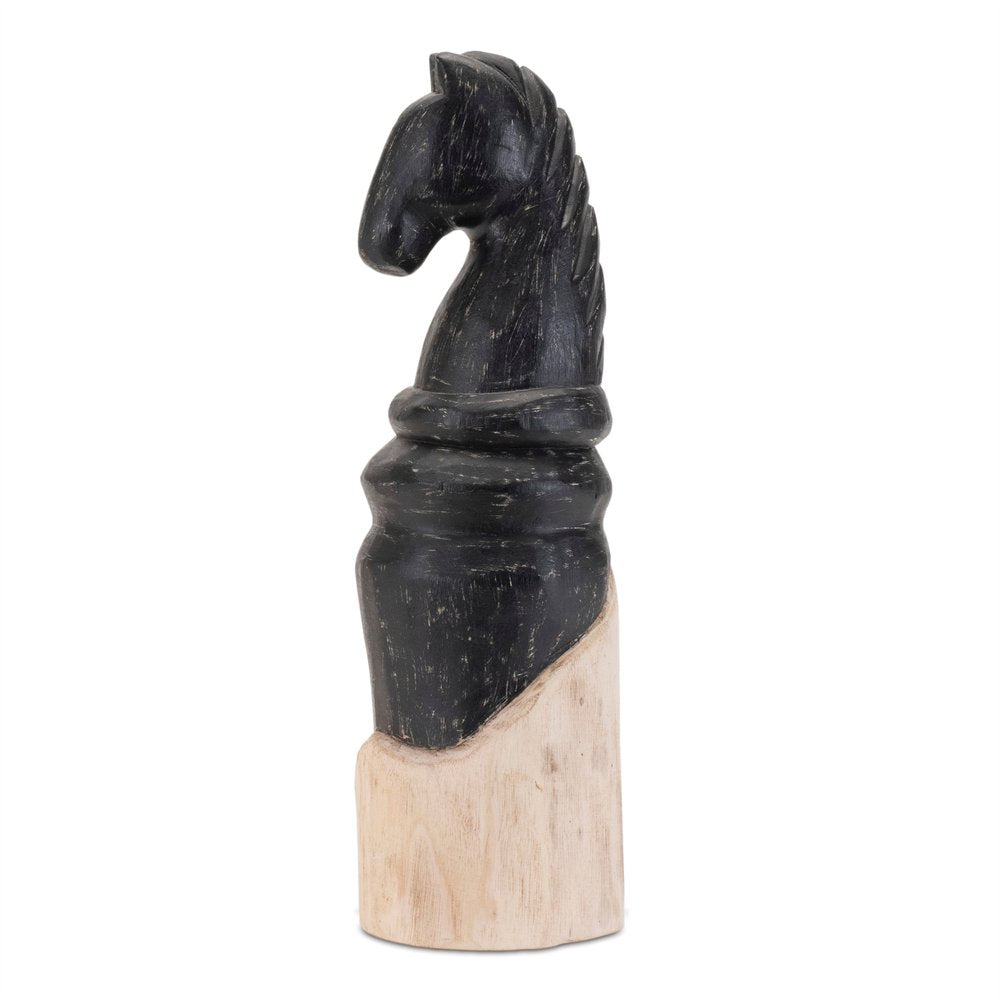 Set of Two Black Wood Tabletop Sculpture HomeRoots