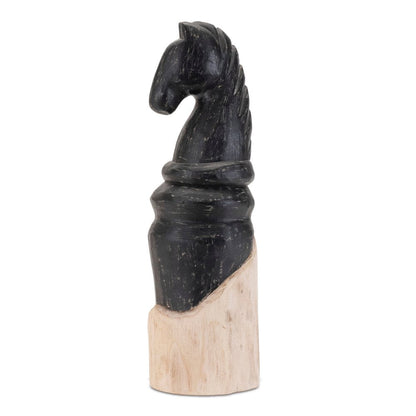 Set of Two Black Wood Tabletop Sculpture HomeRoots