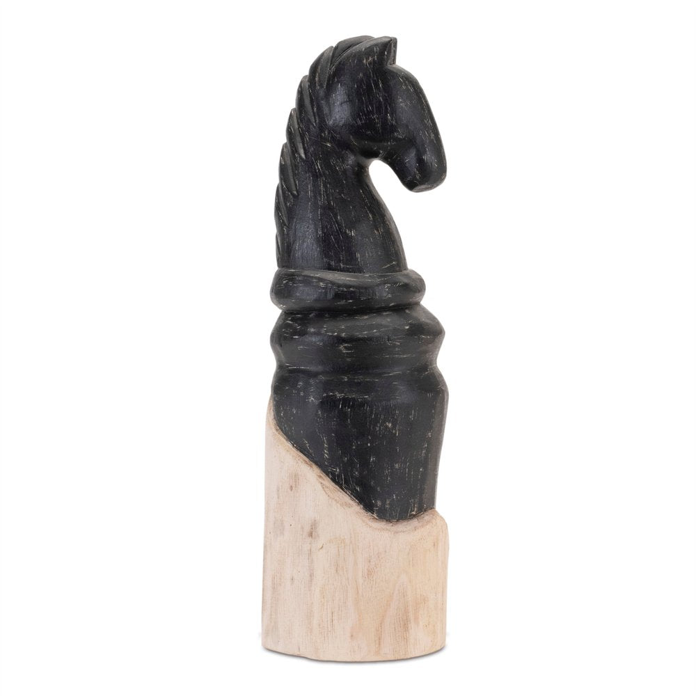 Set of Two Black Wood Tabletop Sculpture HomeRoots