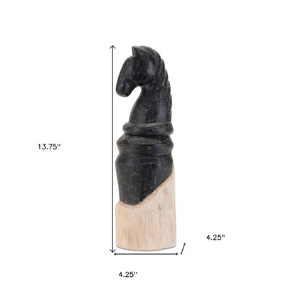 Set of Two Black Wood Tabletop Sculpture HomeRoots