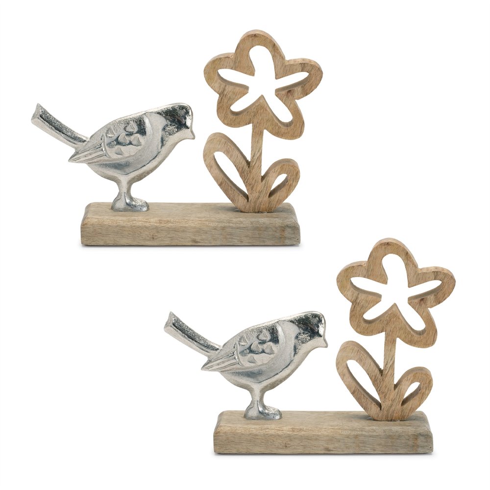 Set of Two Brown Wood Tabletop Sculpture HomeRoots