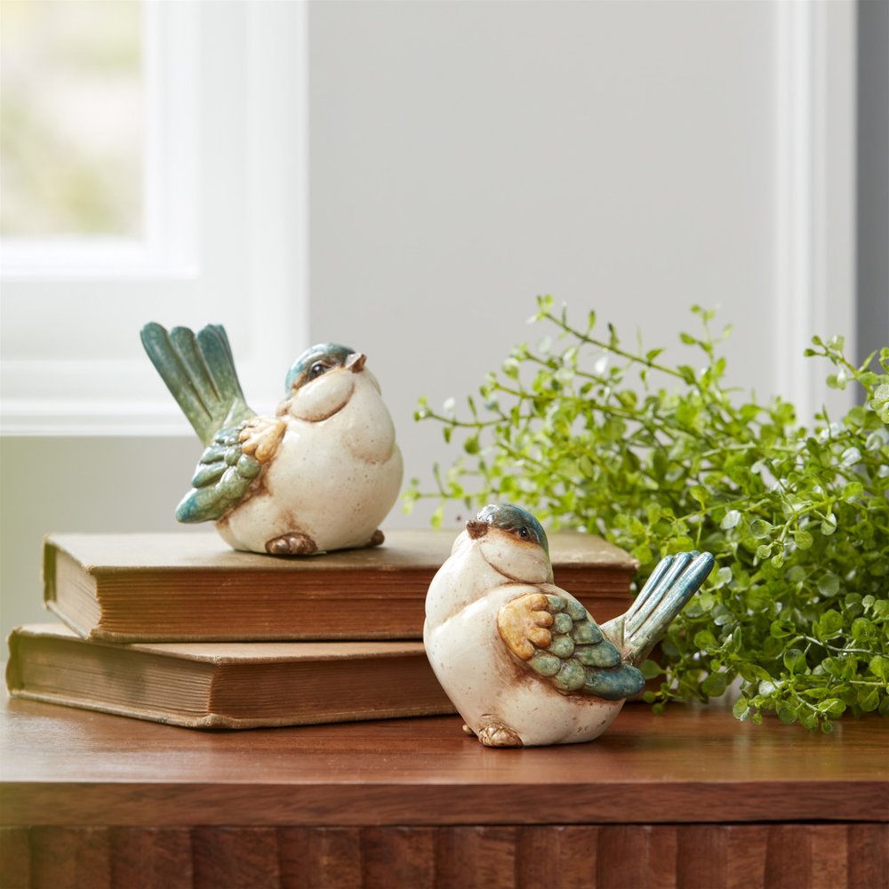 Set of Six Blue Terracotta Figurine Tabletop Sculpture HomeRoots