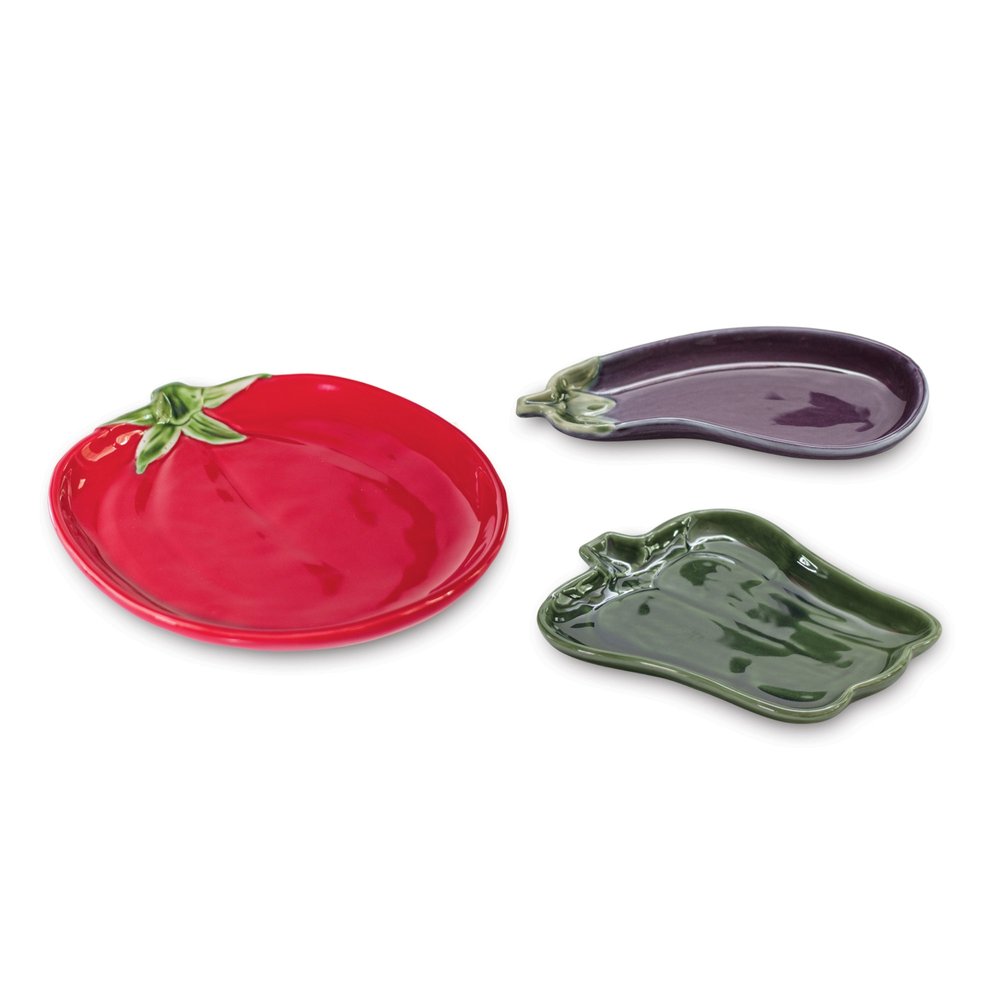 Set of Three Red Ceramic Tabletop Sculpture HomeRoots