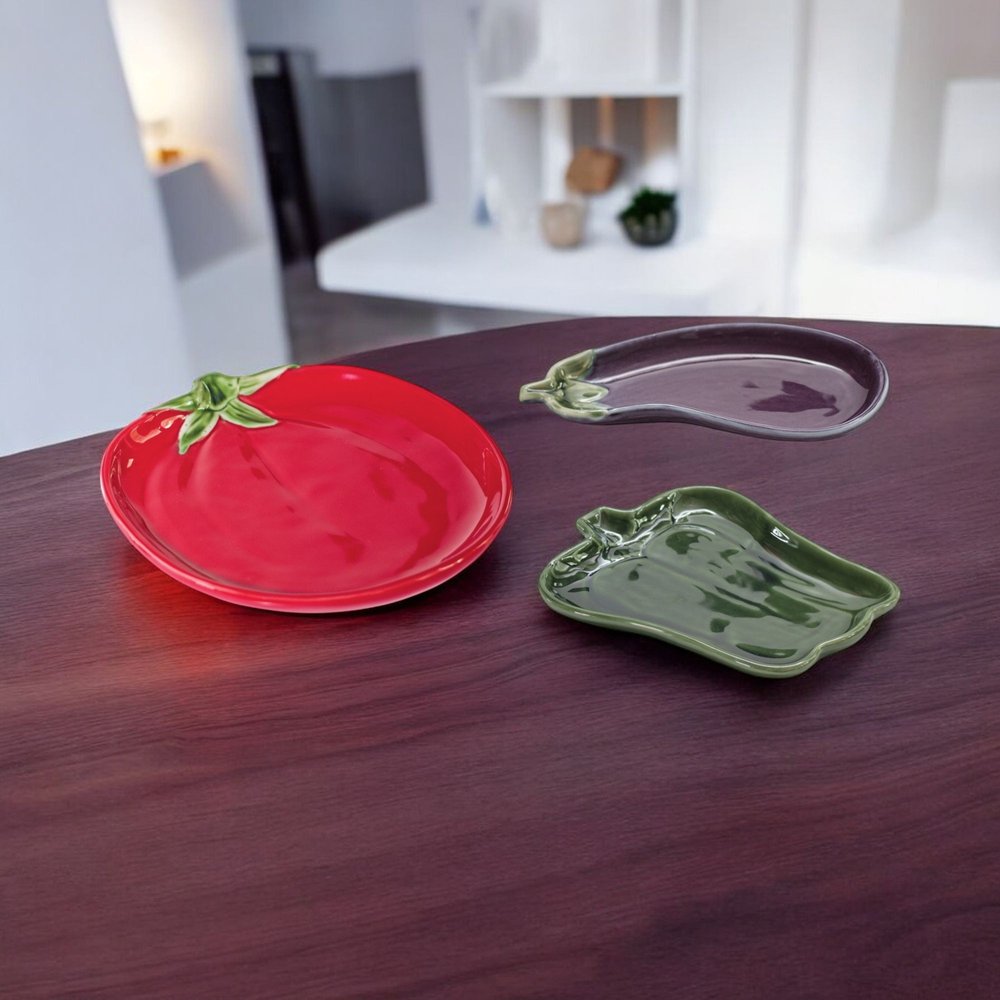 Set of Three Red Ceramic Tabletop Sculpture HomeRoots