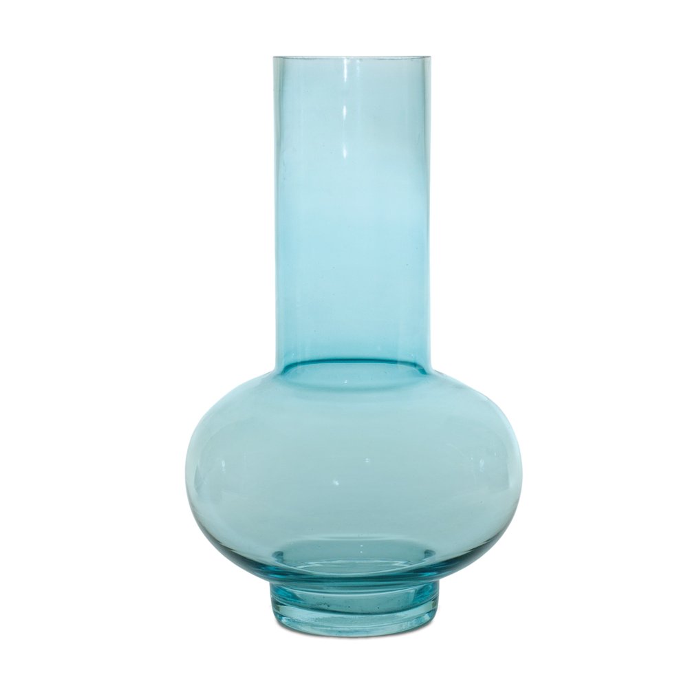 Set of Two Aqua Glass Round Table Vases HomeRoots