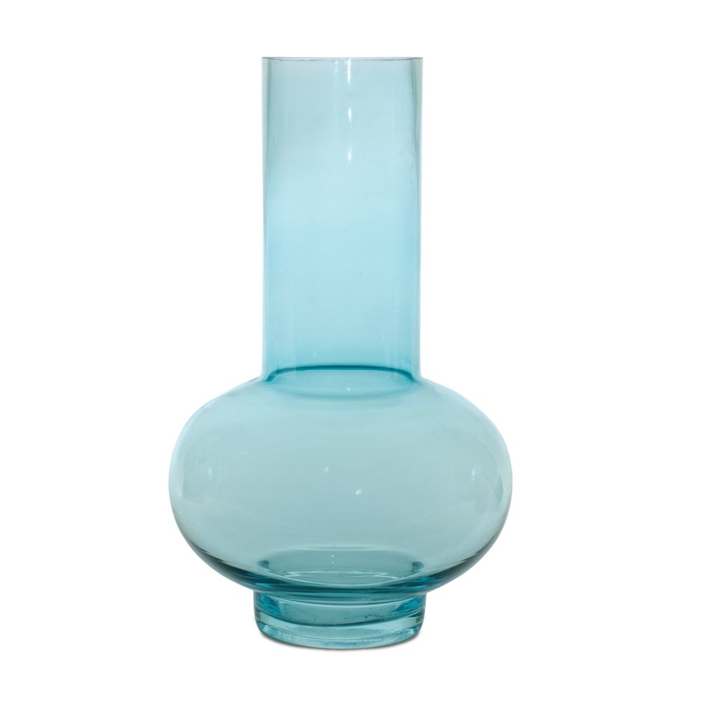 Set of Two Aqua Glass Round Table Vases HomeRoots