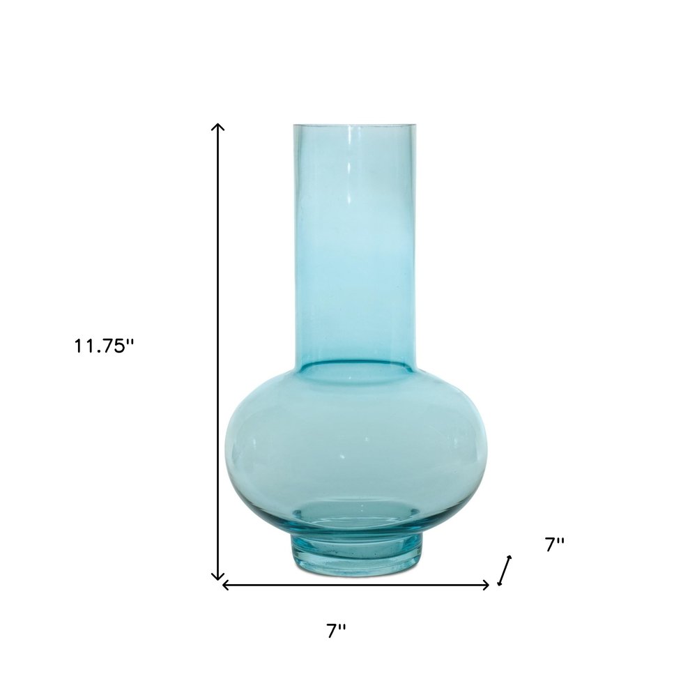 Set of Two Aqua Glass Round Table Vases HomeRoots