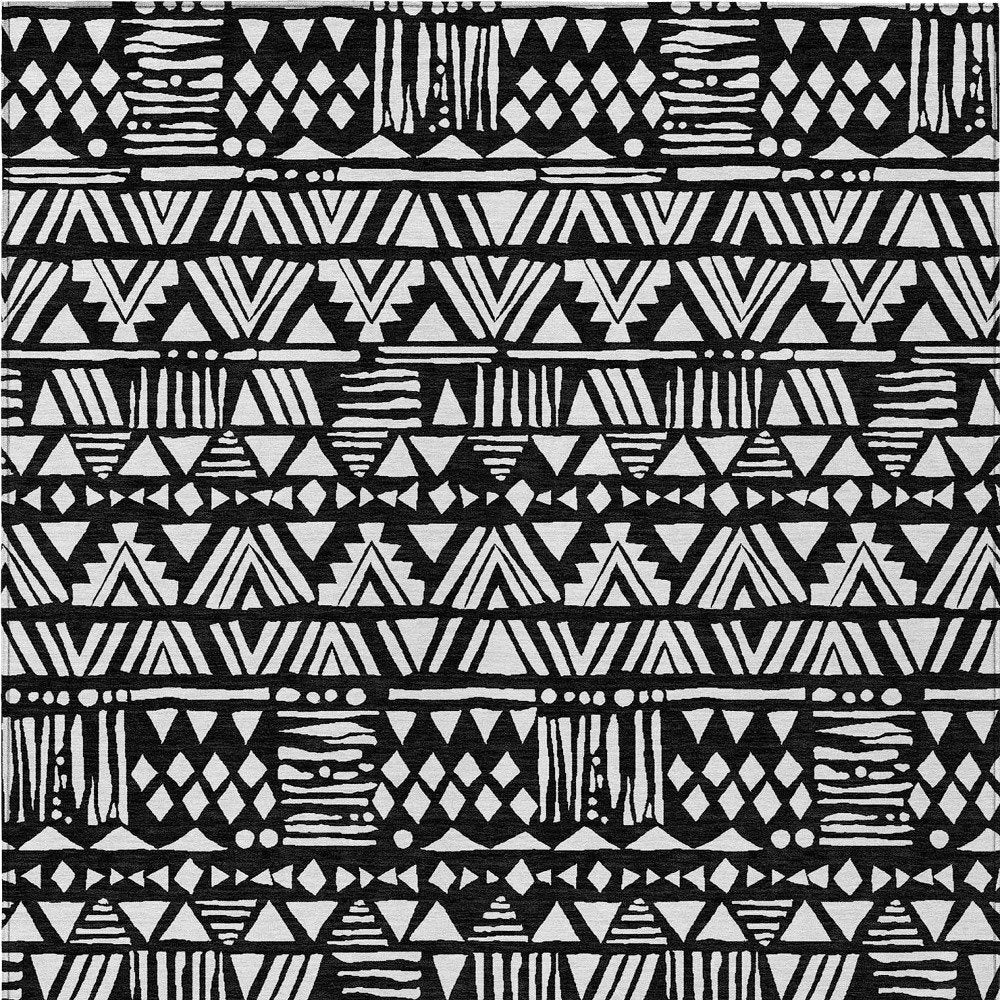 5' X 8' Black And Ivory Southwestern Washable Indoor Outdoor Area Rug HomeRoots
