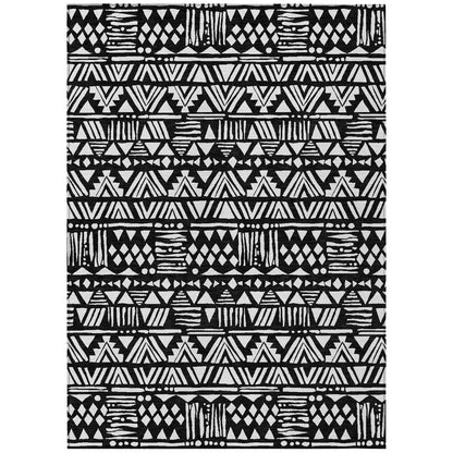 5' X 8' Black And Ivory Southwestern Washable Indoor Outdoor Area Rug HomeRoots