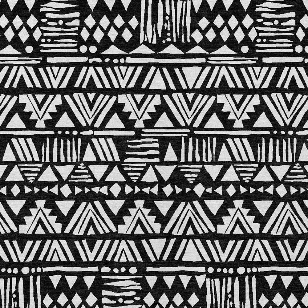 5' X 8' Black And Ivory Southwestern Washable Indoor Outdoor Area Rug HomeRoots