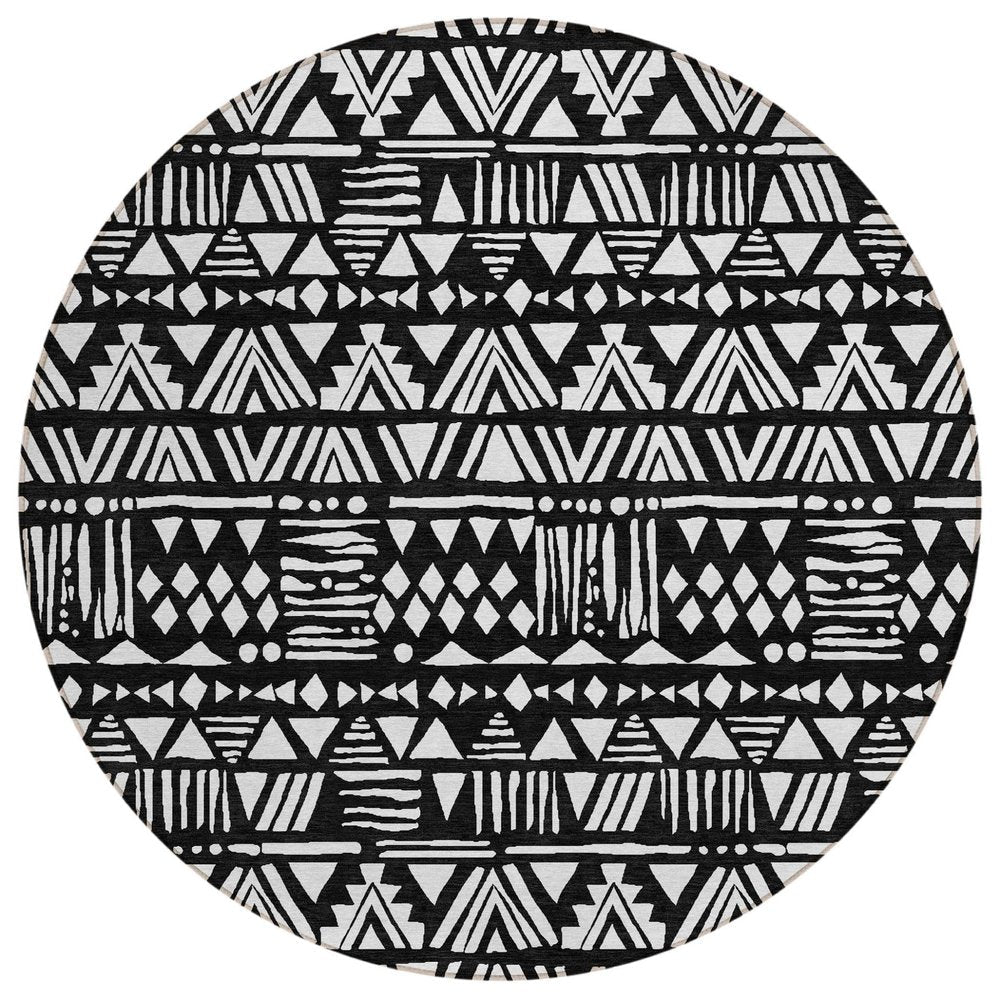 5' X 8' Black And Ivory Southwestern Washable Indoor Outdoor Area Rug HomeRoots