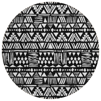 5' X 8' Black And Ivory Southwestern Washable Indoor Outdoor Area Rug HomeRoots