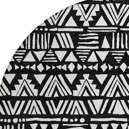 5' X 8' Black And Ivory Southwestern Washable Indoor Outdoor Area Rug HomeRoots