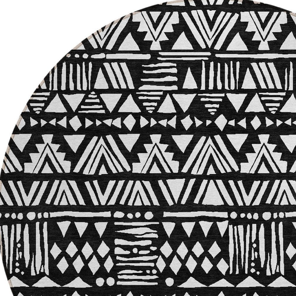 5' X 8' Black And Ivory Southwestern Washable Indoor Outdoor Area Rug HomeRoots