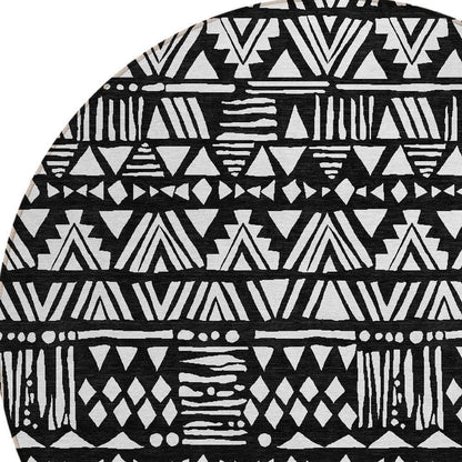 5' X 8' Black And Ivory Southwestern Washable Indoor Outdoor Area Rug HomeRoots