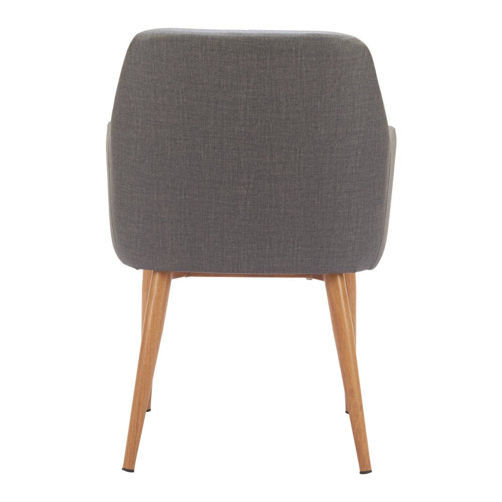 Set of Two Gray And Natural Fabric And Wood Dining Arm Chairs — view 7