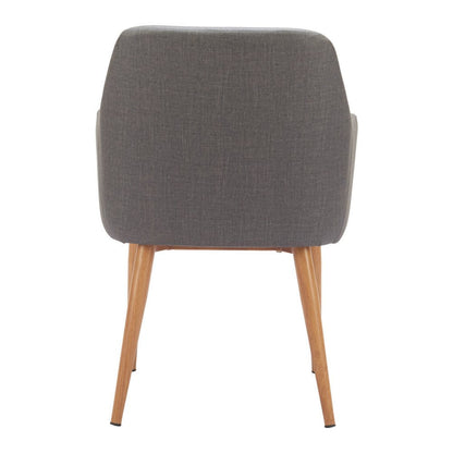 Set of Two Gray And Natural Fabric And Wood Dining Arm Chairs HomeRoots