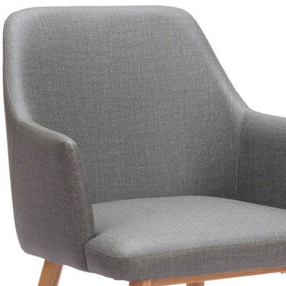 Set of Two Gray And Natural Fabric And Wood Dining Arm Chairs HomeRoots