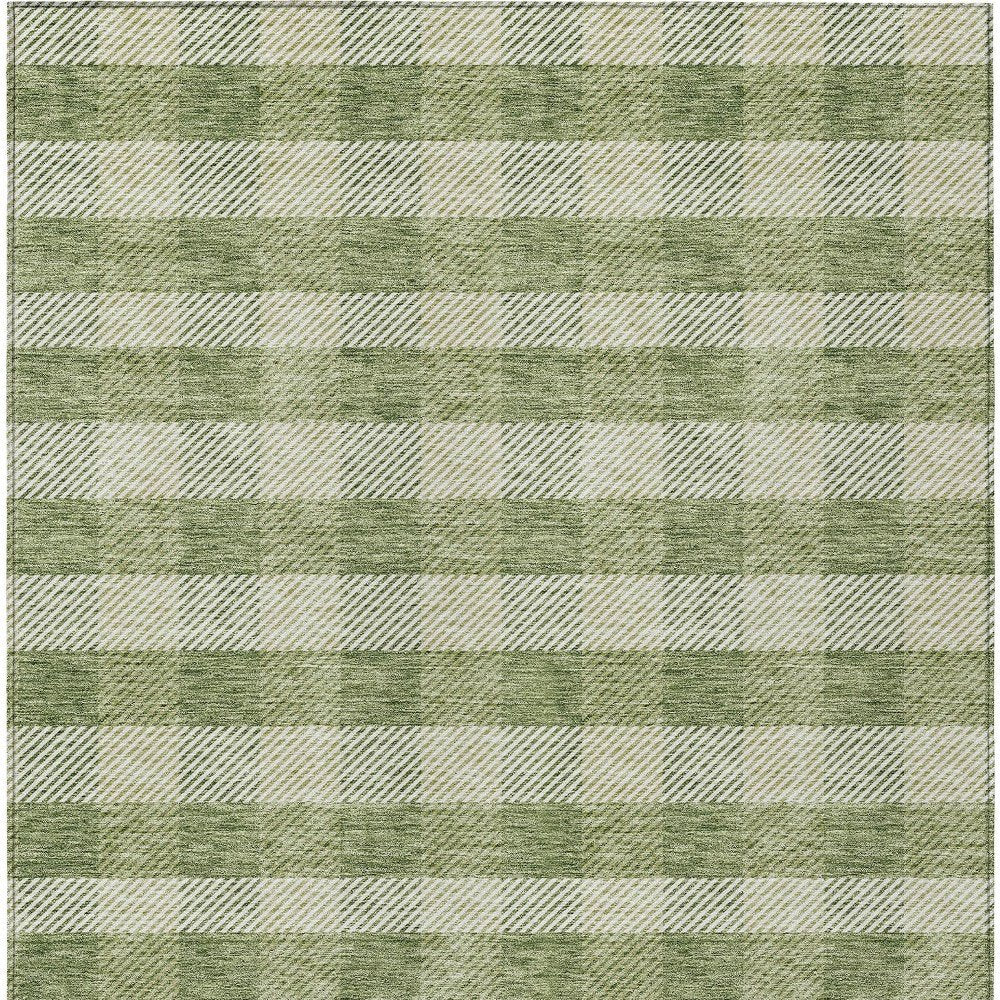 10' X 14' Green And Light Green Plaid Washable Indoor Outdoor Area Rug HomeRoots