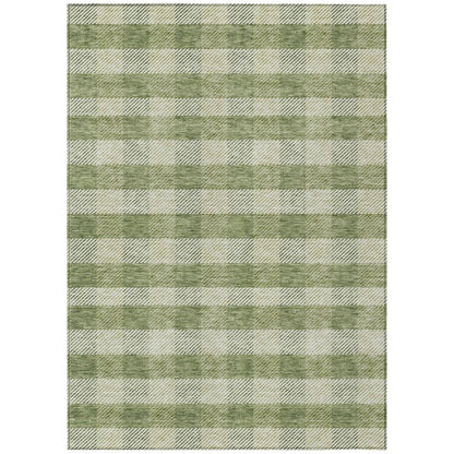 10' X 14' Green And Light Green Plaid Washable Indoor Outdoor Area Rug HomeRoots